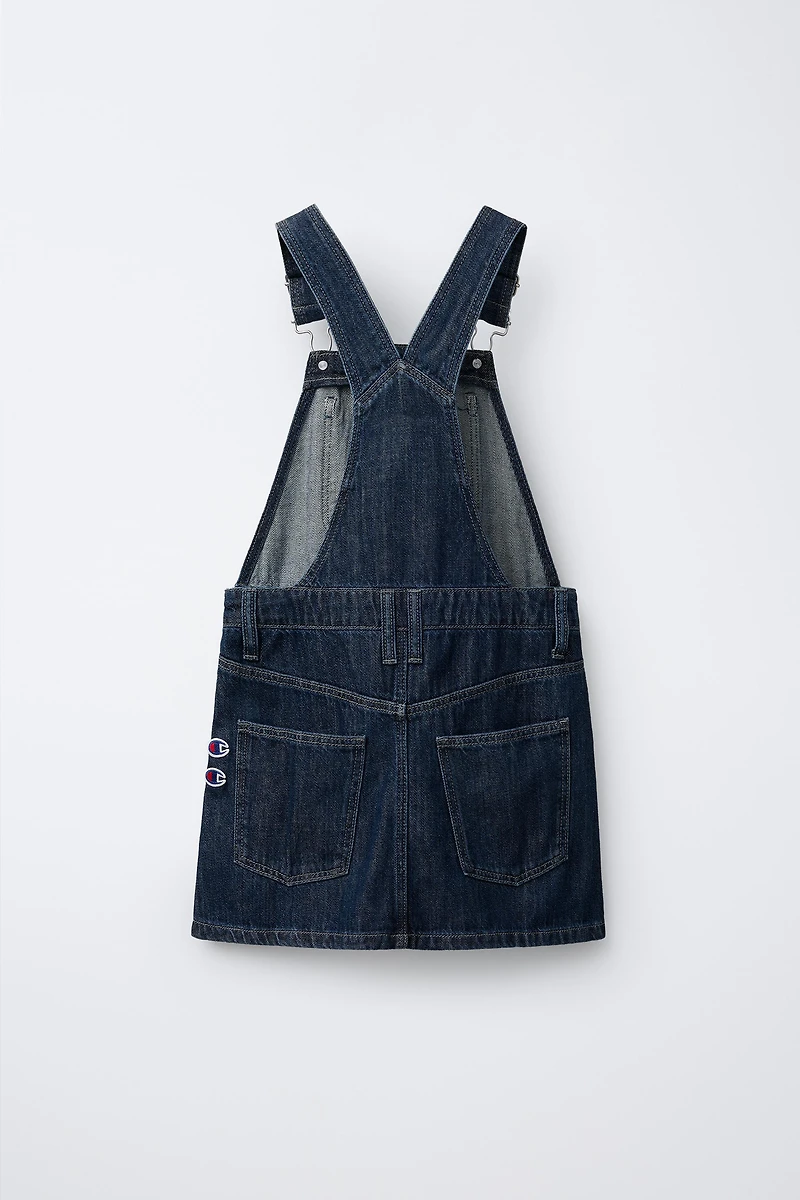 CHAMPION ® X ZARA LABEL DENIM PINAFORE DRESS