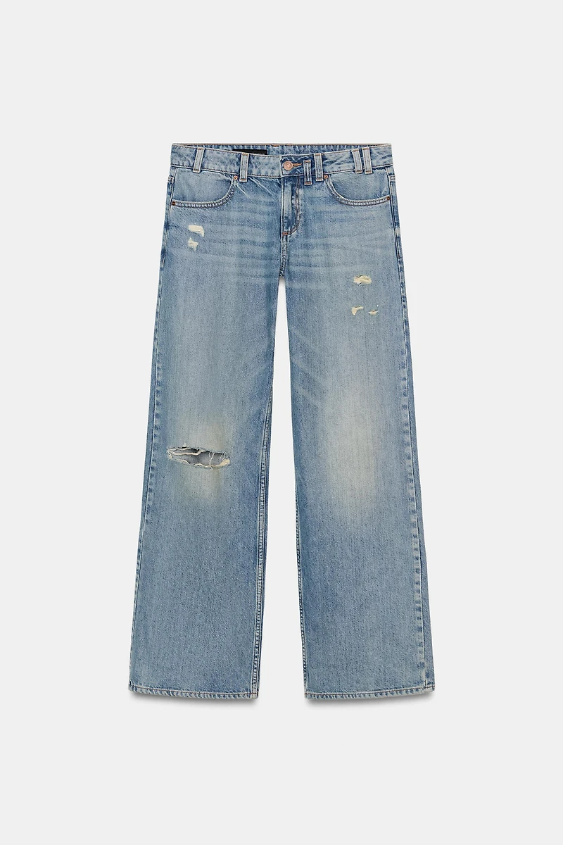 Z1975 RIPPED LOW RISE STRAIGHT JEANS