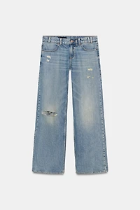 Z1975 RIPPED LOW RISE STRAIGHT JEANS