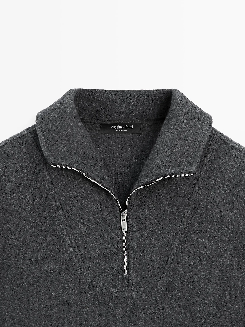 Half-zip cotton blend polo shirt