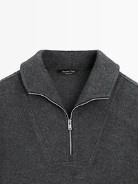 Half-zip cotton blend polo shirt