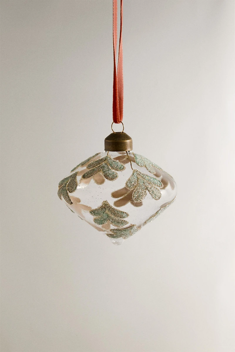 GLITTERY LEAF CHRISTMAS TREE ORNAMENT