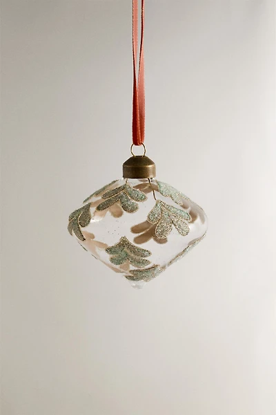 GLITTERY LEAF CHRISTMAS TREE ORNAMENT