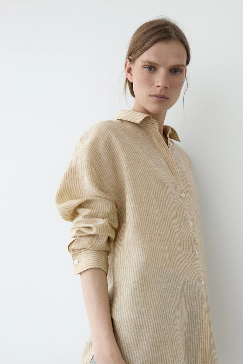 100% linen striped shirt