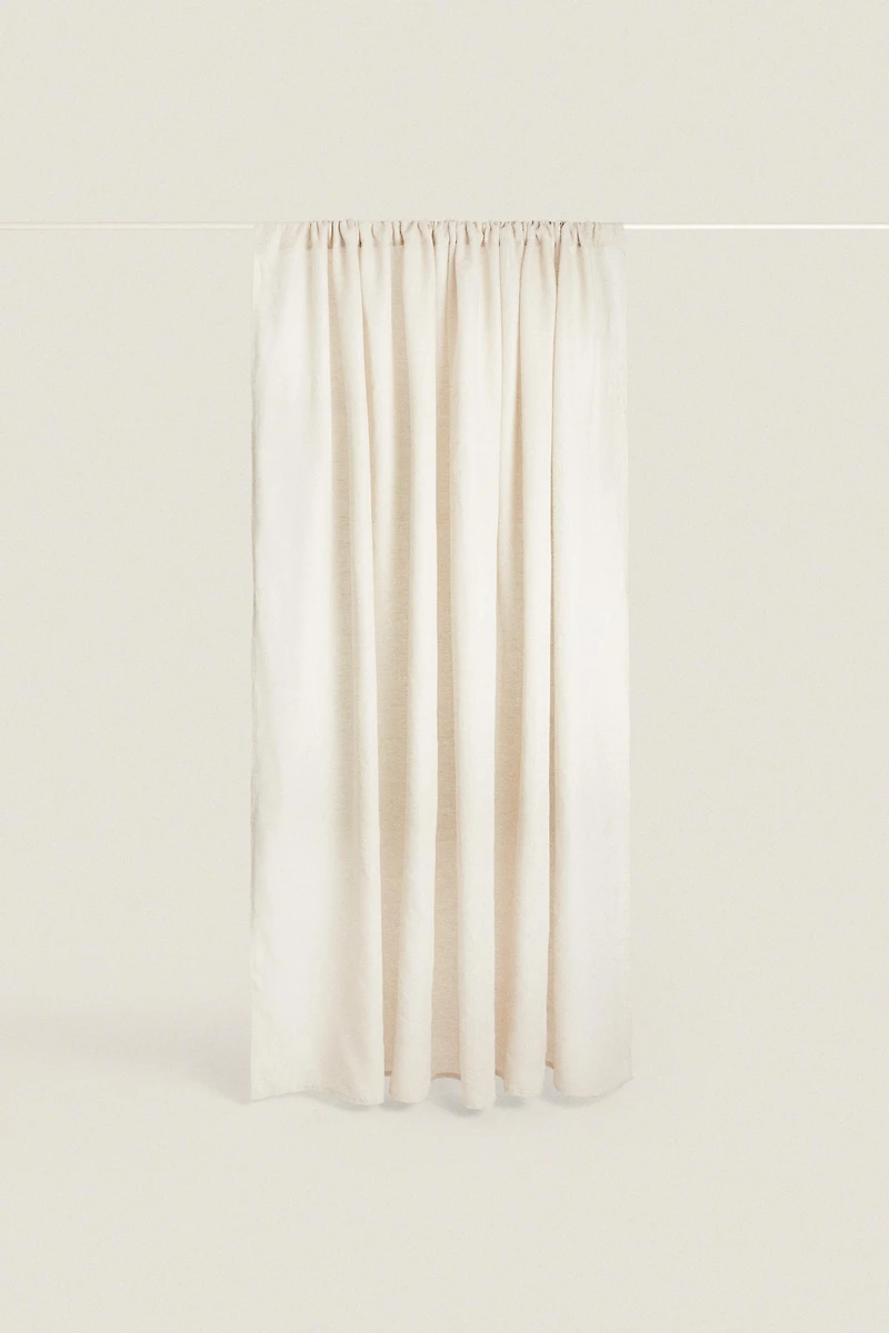 MEDIUM OPACITY DOUBLE-WIDE LINEN CURTAIN