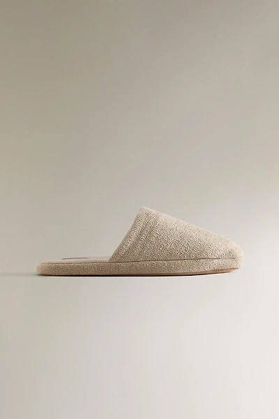 LINEN FLATFORM SLIPPERS