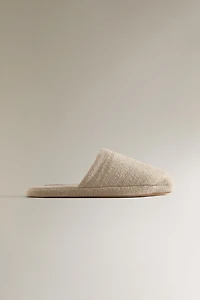 LINEN FLATFORM SLIPPERS