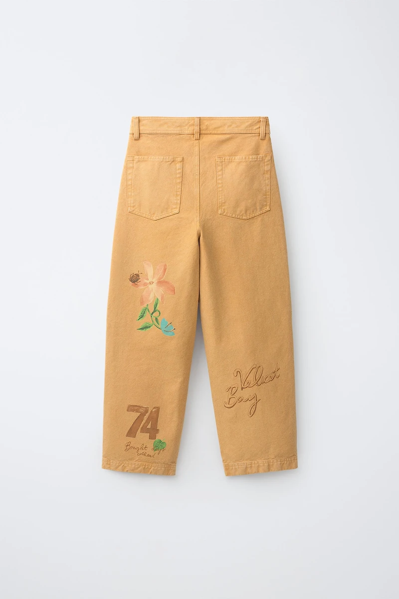 PRINTED WIDE-LEG TROUSERS
