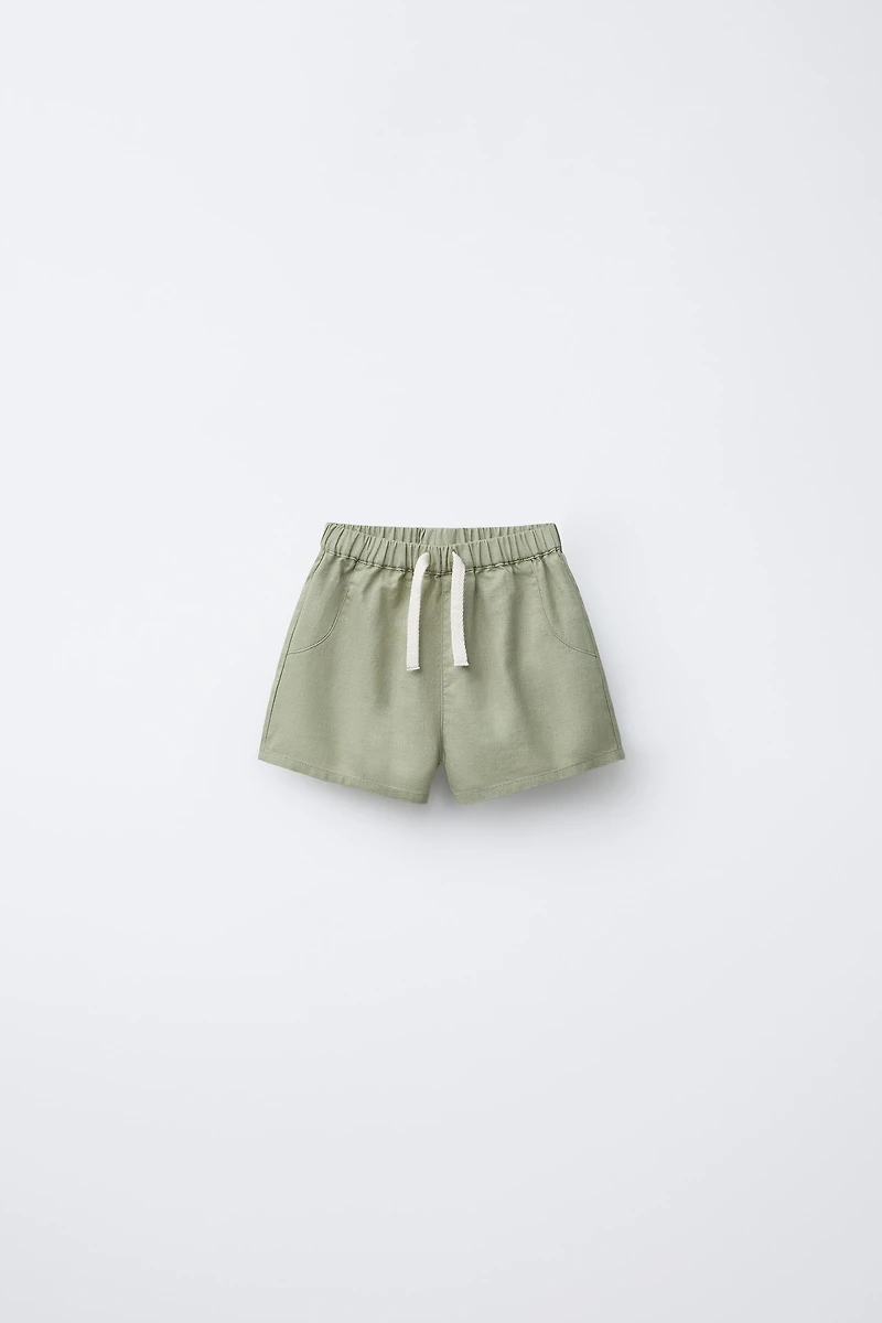 LINEN AND COTTON BERMUDA SHORTS