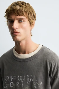 WASHED PRINTED KNIT T-SHIRT