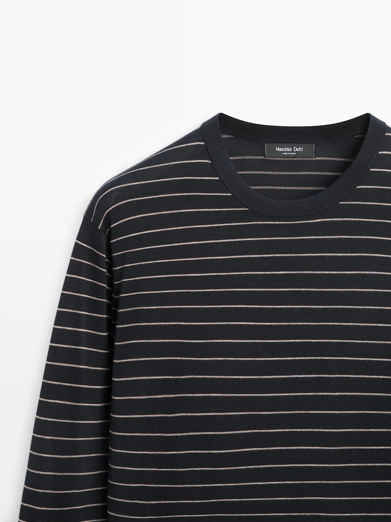 Striped long sleeve knit sweater