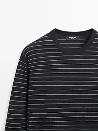 Striped long sleeve knit sweater