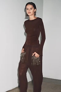 LONG SLEEVE RUCHED T-SHIRT