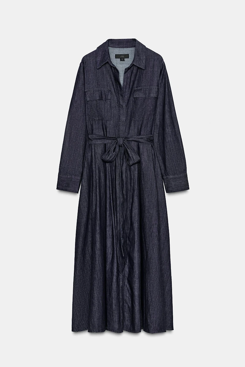 ZW COLLECTION BELTED DENIM DRESS