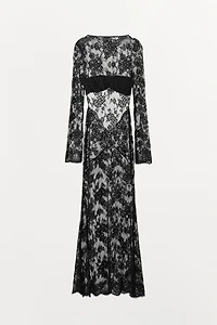 LONG LACE DRESS WITH BACK NECKLINE
