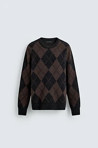DIAMOND JACQUARD WOOL BLEND JUMPER