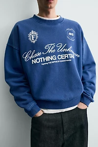 BOXY FIT PRINTED TEXT SWEATSHIRT