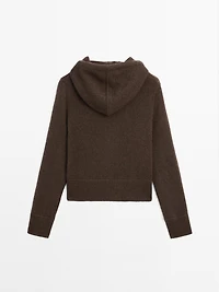 100% cashmere cardigan with hood
