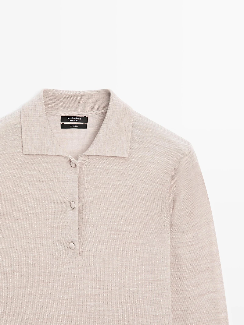 Wool knit polo sweater
