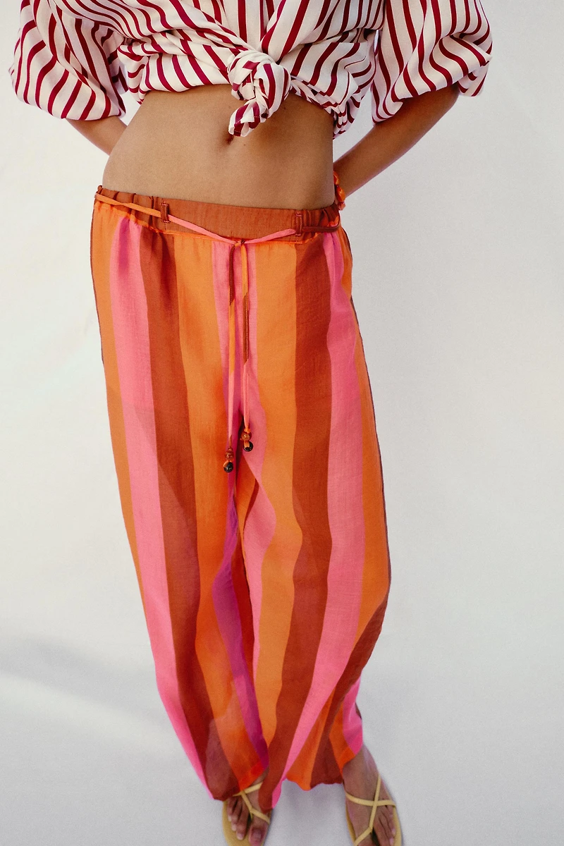 STRIPED WIDE LEG PANTS