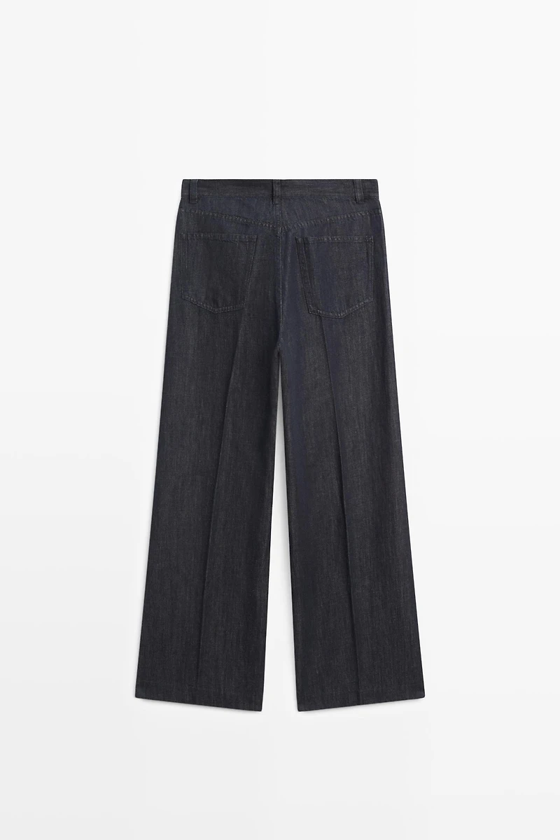 Pantalon palazzo denim taille haute