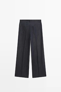 Pantalon palazzo denim taille haute