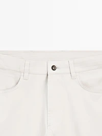 Slim-fit lightweight textured weave denim trousers