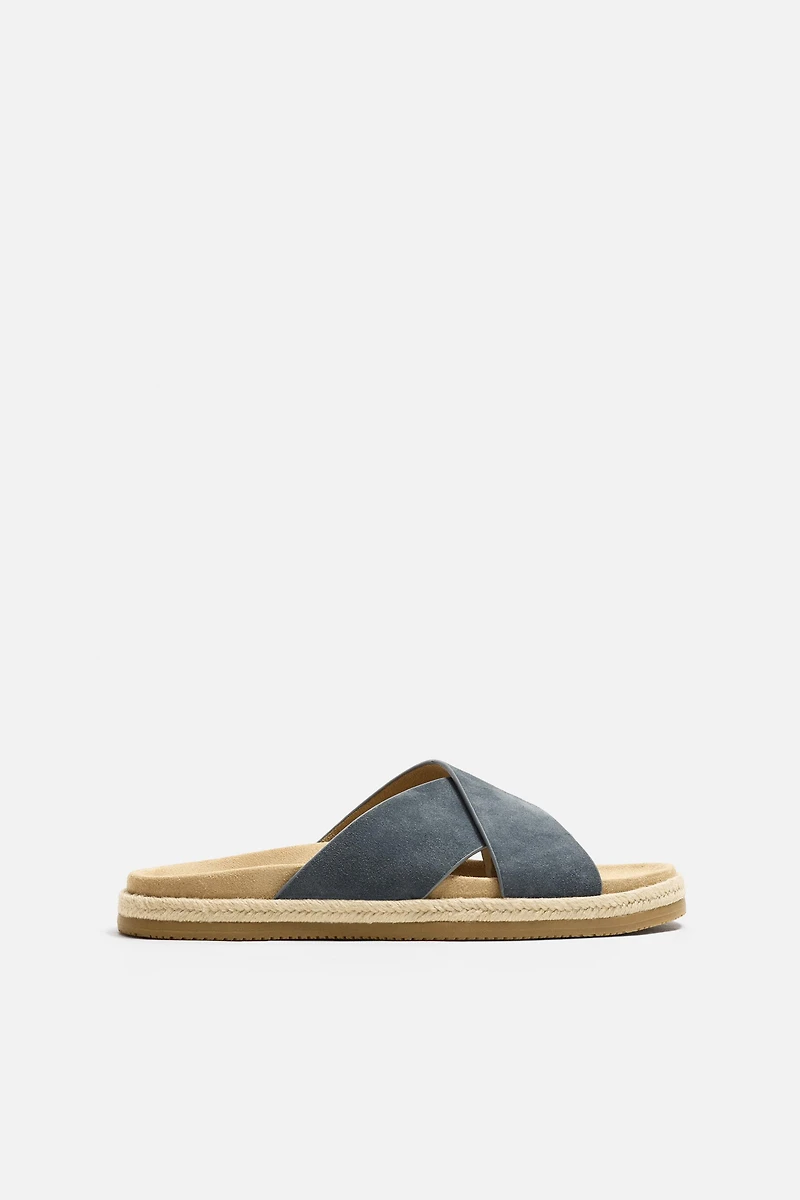 CROSSED LEATHER SANDALS