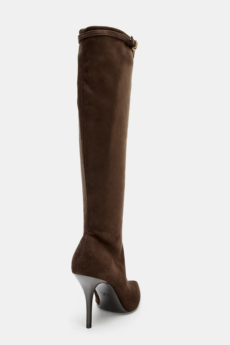 BUCKLED HEEL BOOTS