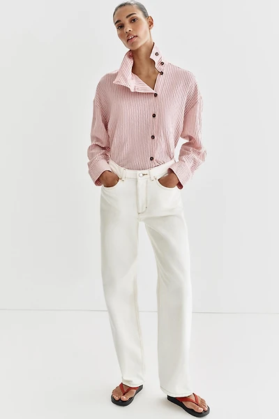 STRIPED HIGH NECK SHIRT