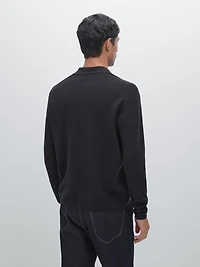 Pull polo en maille de laine et coton