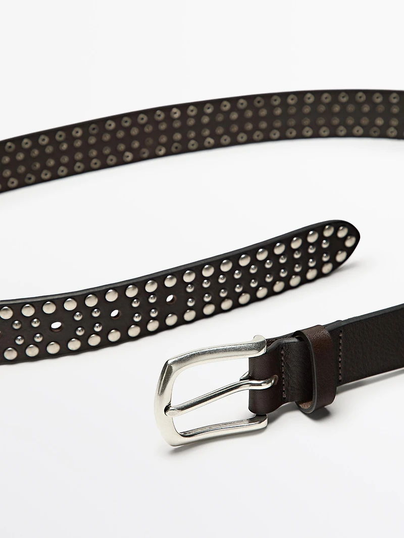 Nappa leather studded belt