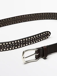 Nappa leather studded belt
