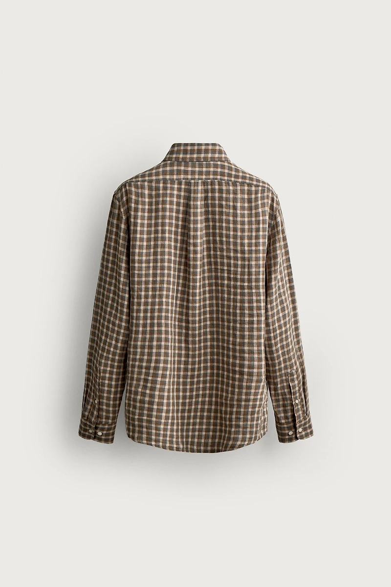 100% LINEN CHECKED SHIRT