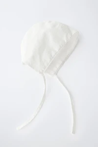 LINEN AND COTTON LACE BONNET