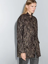 Wool blend animal print coat