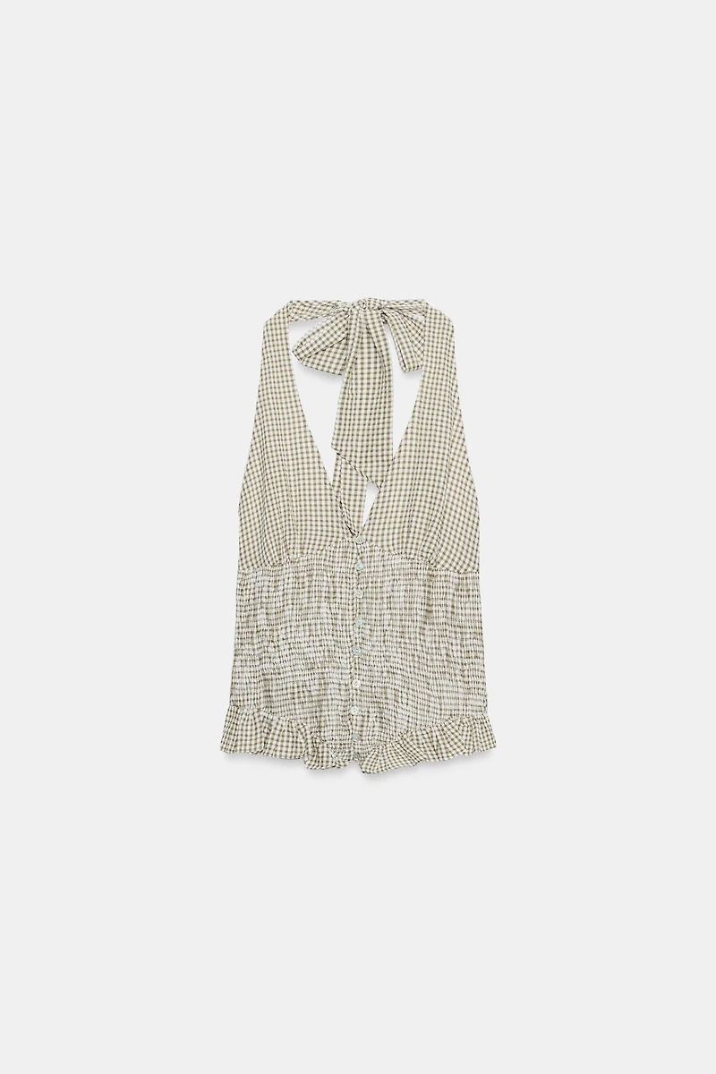 GINGHAM HALTER TOP