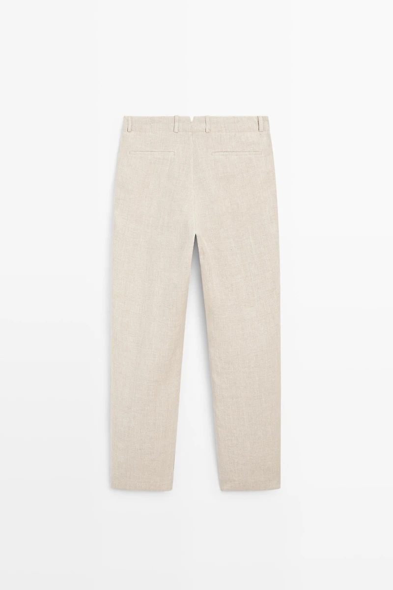 Pantalon carreaux 100 % lin