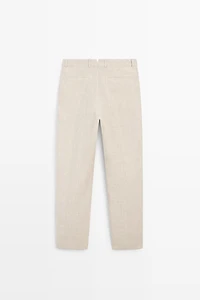 Pantalon carreaux 100 % lin