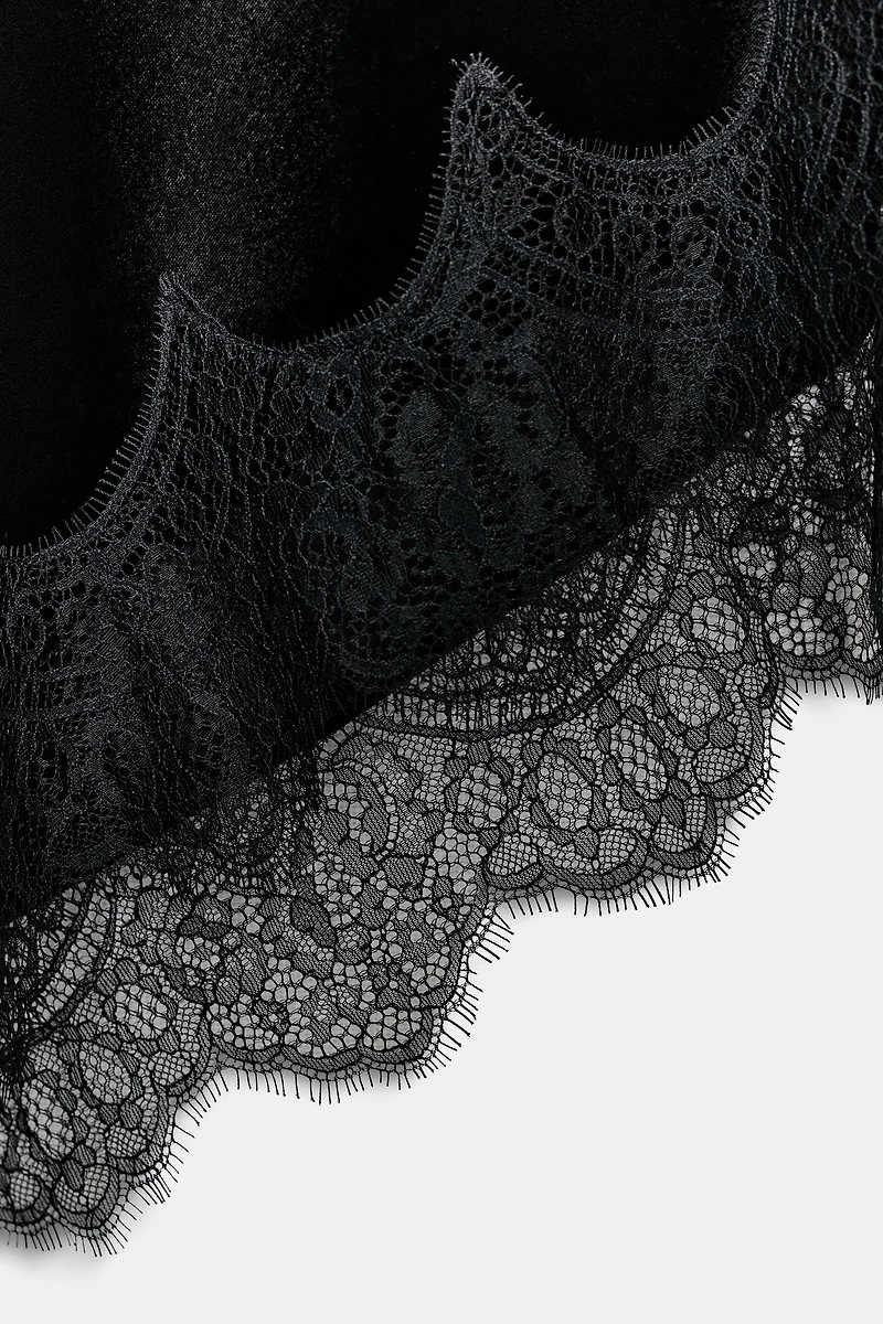 VELVET LACE MIDI DRESS