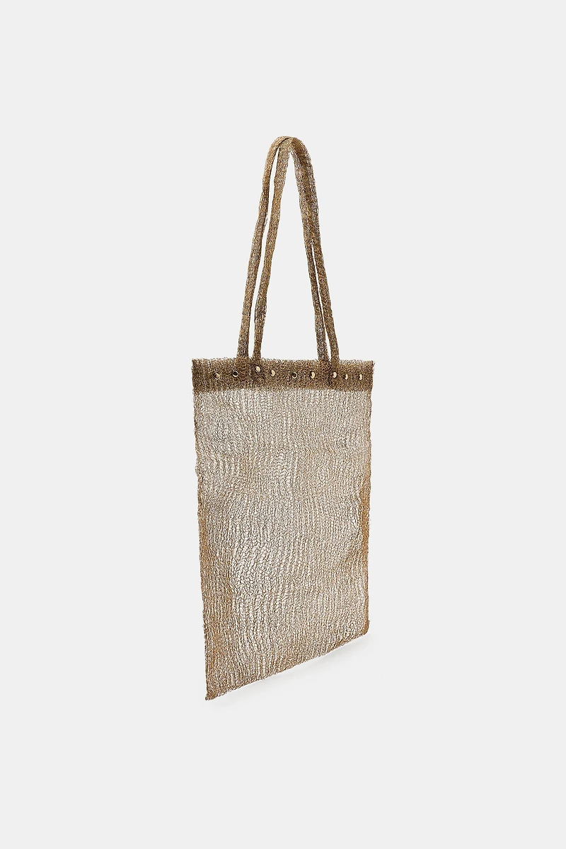 STUDDED METAL MESH BAG