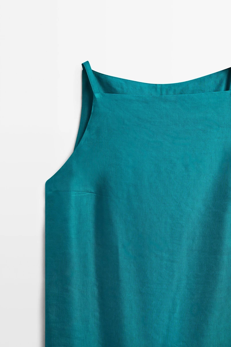 Linen blend mini dress