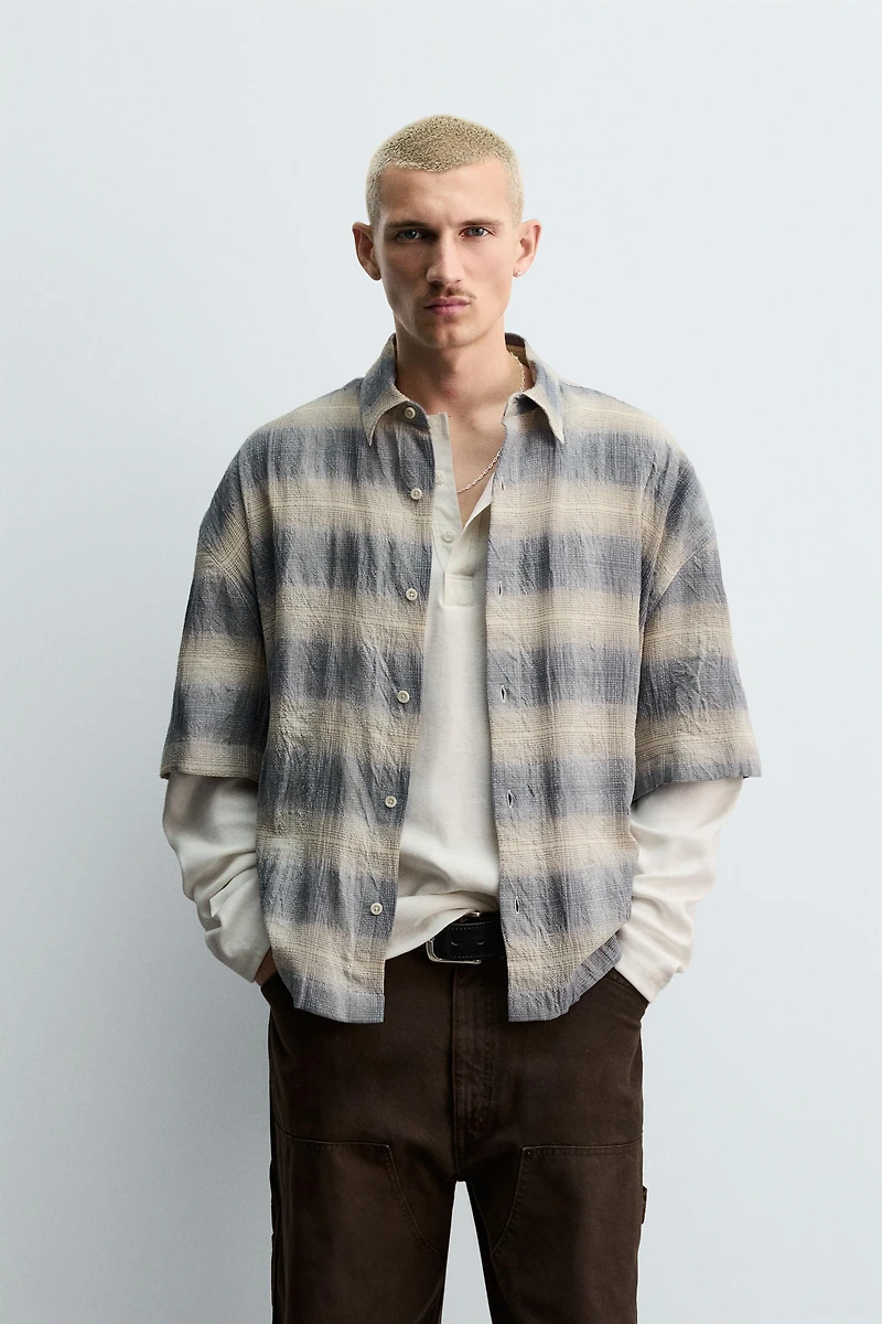 TEXTURED PLAID SHIRT