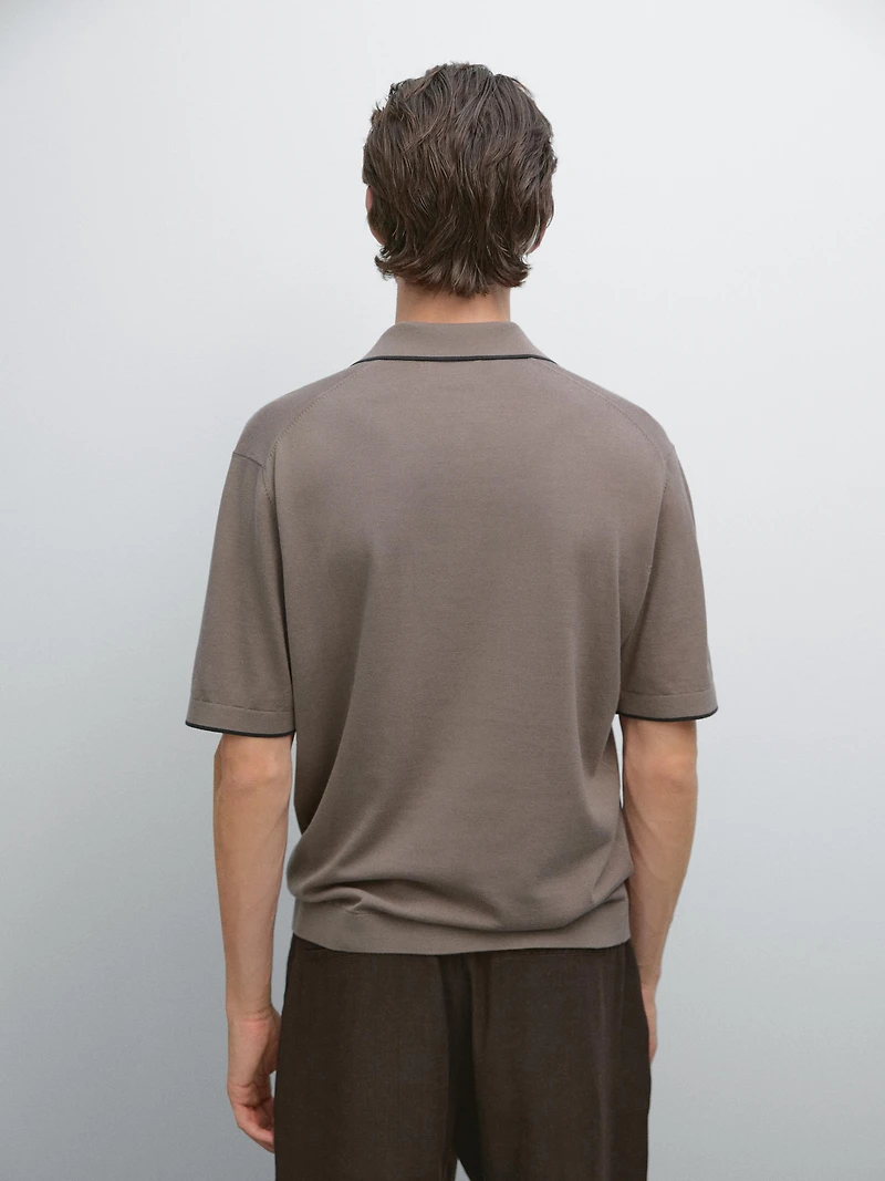 Knit polo shirt with contrast detail