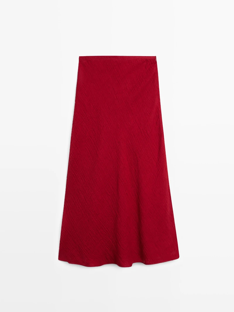 100% linen flounce midi skirt