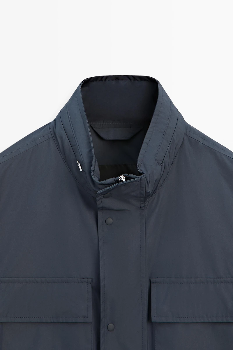 Technical fabric jacket with pocket details