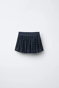 SHINY FLORAL PRINT SKORT
