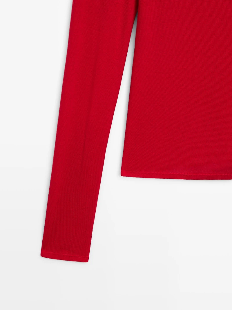 Long sleeve cotton blend T-shirt