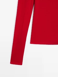 Long sleeve cotton blend T-shirt