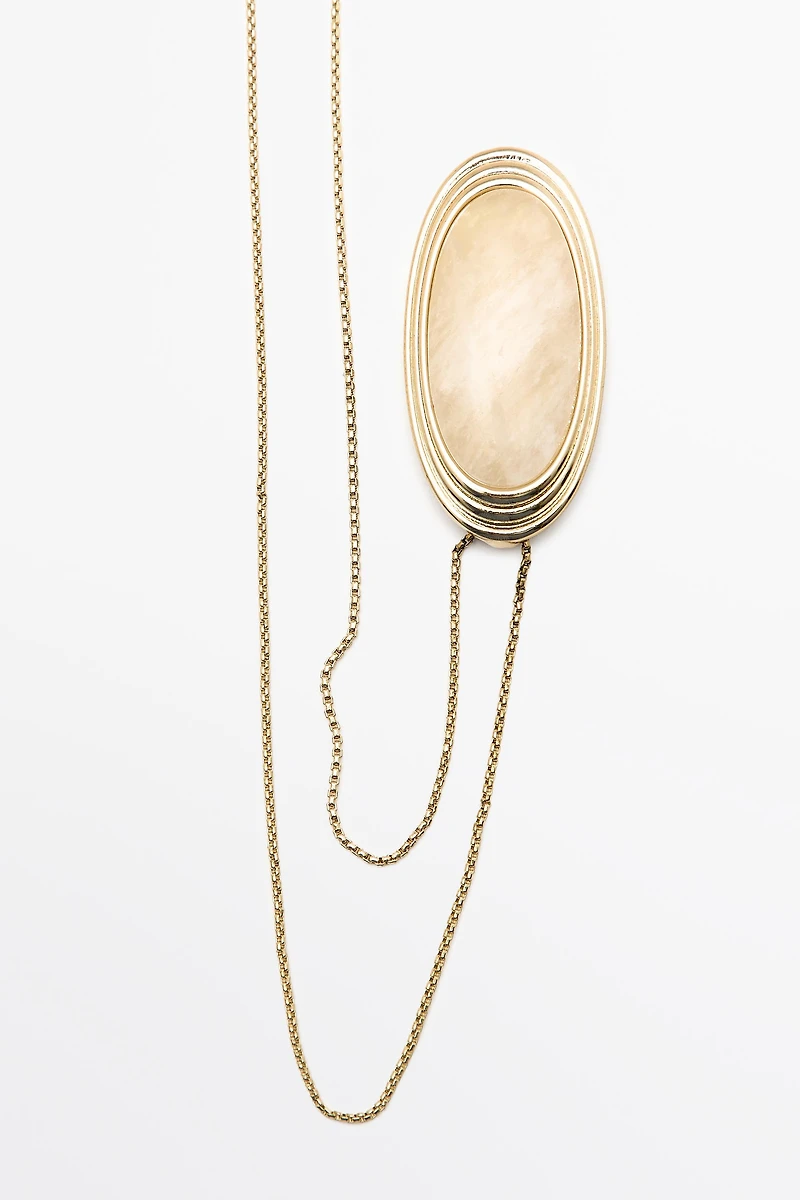 Oval Quartz Pendant Necklace